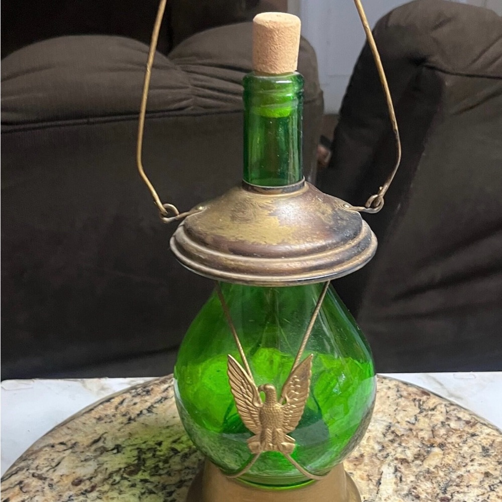 Mid-Century • Musical • Green • Glass W/ Copper Bottle - Picture 11 of 11